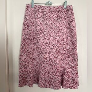Ann Taylor Periwinkle Ditzy Floral Pink Midi Skirt